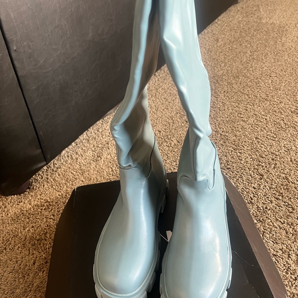 Sky Blue Over the Knee Boots